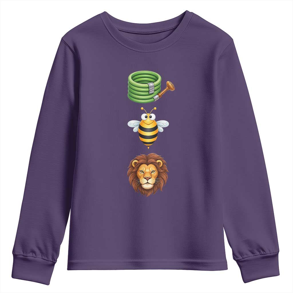Hose Bee Lion Meme Slang Funny Sarcastic Pun Graphic Youth Sweatshirt TS02 Purple Print Your Wear