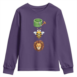 Hose Bee Lion Meme Slang Funny Sarcastic Pun Graphic Youth Sweatshirt TS02 Purple Print Your Wear