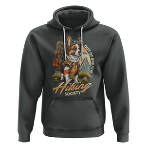 Funny Hiking Dog Hoodie Out Of Breath Hiking Society Don't Worry I'll Be There In A Minute TS02 Dark Heather Printyourwear