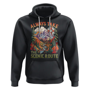 Outdoor Adventure Hoodie Always Take The Scenic Route Compass Hiking Camping TS02 Black Printyourwear