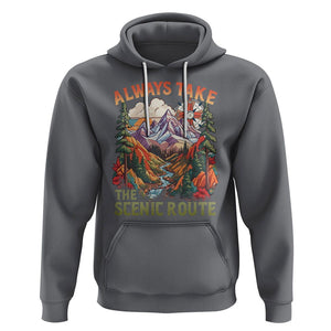 Outdoor Adventure Hoodie Always Take The Scenic Route Compass Hiking Camping TS02 Charcoal Printyourwear