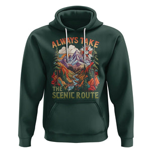 Outdoor Adventure Hoodie Always Take The Scenic Route Compass Hiking Camping TS02 Dark Forest Green Printyourwear