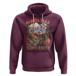 Outdoor Adventure Hoodie Always Take The Scenic Route Compass Hiking Camping TS02 Maroon Printyourwear