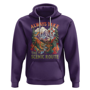 Outdoor Adventure Hoodie Always Take The Scenic Route Compass Hiking Camping TS02 Purple Printyourwear