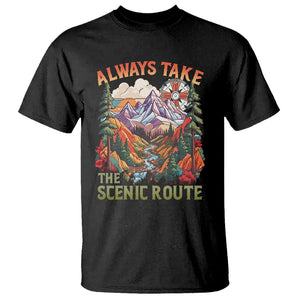 Outdoor Adventure T Shirt Always Take The Scenic Route Compass Hiking Camping TS02 Black Printyourwear