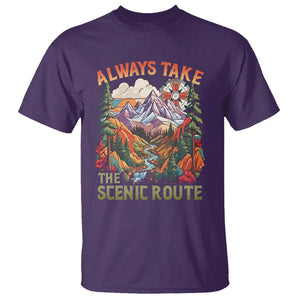 Outdoor Adventure T Shirt Always Take The Scenic Route Compass Hiking Camping TS02 Purple Printyourwear