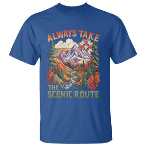 Outdoor Adventure T Shirt Always Take The Scenic Route Compass Hiking Camping TS02 Royal Blue Printyourwear