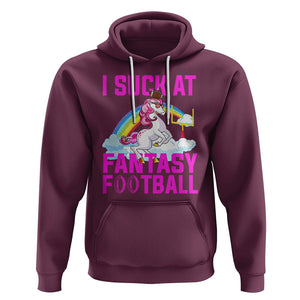 Rugby Unicorn Hoodie I Suck At Fantasy Football Funny Loser TS02 Maroon Printyourwear