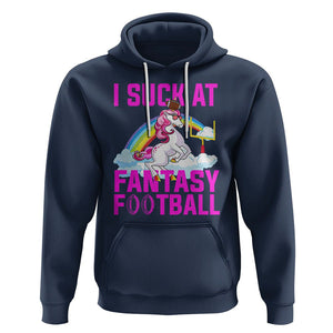 Rugby Unicorn Hoodie I Suck At Fantasy Football Funny Loser TS02 Navy Printyourwear