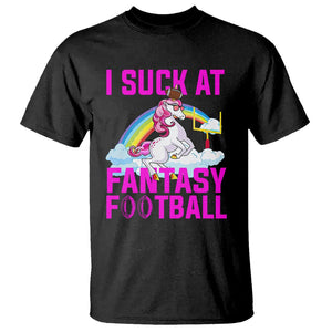 Rugby Unicorn T Shirt I Suck At Fantasy Football Funny Loser TS02 Black Printyourwear