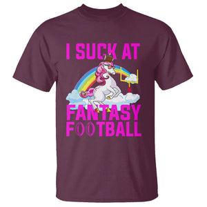 Rugby Unicorn T Shirt I Suck At Fantasy Football Funny Loser TS02 Maroon Printyourwear