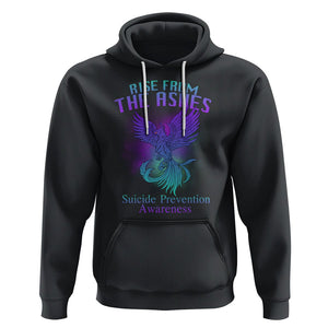 Suicide Prevention Hoodie Rise From The Ashes Phoenix Teal And Purple Suicide Awareness TS02 Black Printyourwear