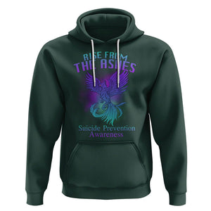 Suicide Prevention Hoodie Rise From The Ashes Phoenix Teal And Purple Suicide Awareness TS02 Dark Forest Green Printyourwear