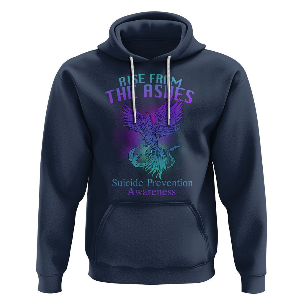 Suicide Prevention Hoodie Rise From The Ashes Phoenix Teal And Purple Suicide Awareness TS02 Navy Printyourwear