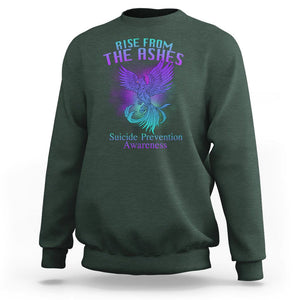 Suicide Prevention Sweatshirt Rise From The Ashes Phoenix Teal And Purple Suicide Awareness TS02 Dark Forest Green Printyourwear