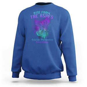 Suicide Prevention Sweatshirt Rise From The Ashes Phoenix Teal And Purple Suicide Awareness TS02 Royal Blue Printyourwear