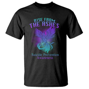 Suicide Prevention T Shirt Rise From The Ashes Phoenix Teal And Purple Suicide Awareness TS02 Black Printyourwear