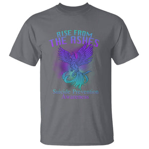 Suicide Prevention T Shirt Rise From The Ashes Phoenix Teal And Purple Suicide Awareness TS02 Charcoal Printyourwear