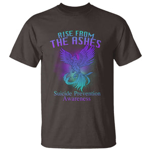 Suicide Prevention T Shirt Rise From The Ashes Phoenix Teal And Purple Suicide Awareness TS02 Dark Chocolate Printyourwear