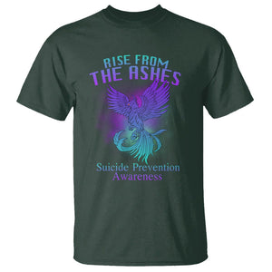 Suicide Prevention T Shirt Rise From The Ashes Phoenix Teal And Purple Suicide Awareness TS02 Dark Forest Green Printyourwear