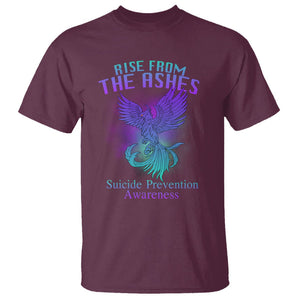 Suicide Prevention T Shirt Rise From The Ashes Phoenix Teal And Purple Suicide Awareness TS02 Maroon Printyourwear