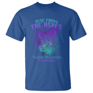 Suicide Prevention T Shirt Rise From The Ashes Phoenix Teal And Purple Suicide Awareness TS02 Royal Blue Printyourwear