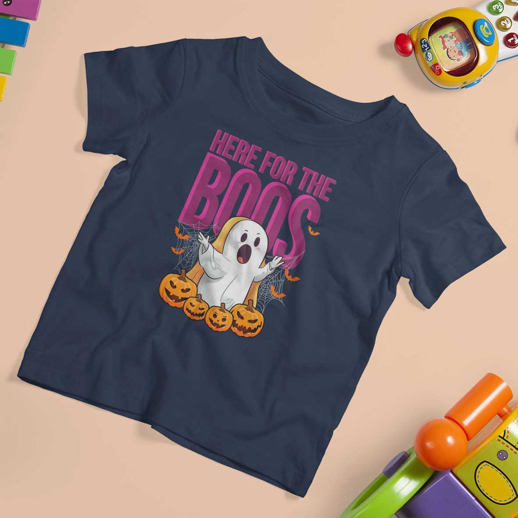 Boo Sheet T Shirt For Kid Here For The Boos Spooky Halloween Ghost Costume TS02 Navy Print Your Wear