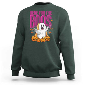 Boo Sheet Sweatshirt Here For The Boos Spooky Halloween Ghost Costume TS02 Dark Forest Green Print Your Wear