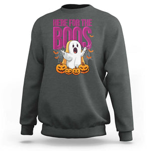 Boo Sheet Sweatshirt Here For The Boos Spooky Halloween Ghost Costume TS02 Dark Heather Print Your Wear