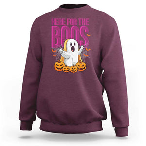 Boo Sheet Sweatshirt Here For The Boos Spooky Halloween Ghost Costume TS02 Maroon Print Your Wear