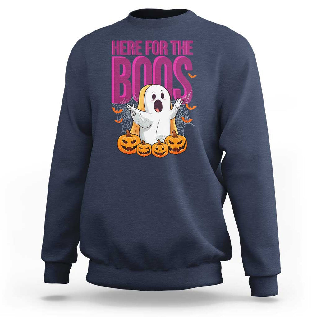 Boo Sheet Sweatshirt Here For The Boos Spooky Halloween Ghost Costume TS02 Navy Print Your Wear