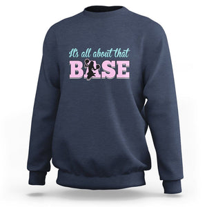 Cheerleading Sweatshirt All About That Base Cheerleader Cheer Girls TS02 Navy Printyourwear