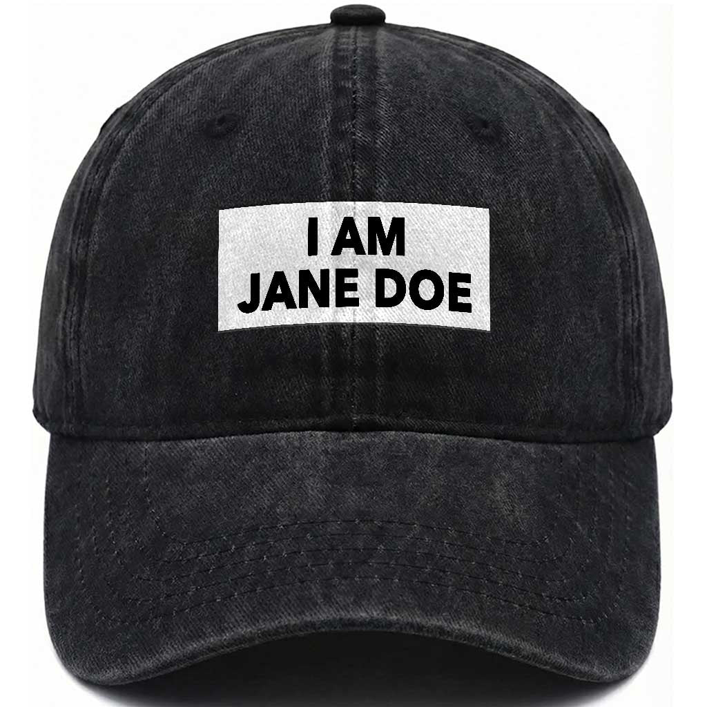 I Am Jane Doe Box Statement Minimalist Washed Cotton Baseball Cap Solidarity Movement Survivor Support