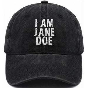 I Am Jane Doe Distressed Washed Cotton Baseball Cap Solidarity Survivor Support Human Rights Statement