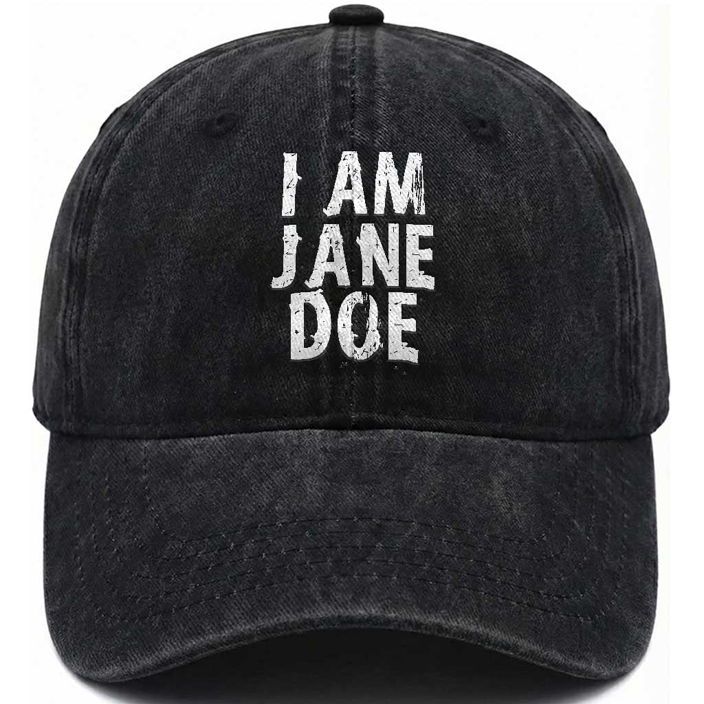 I Am Jane Doe Distressed Washed Cotton Baseball Cap Solidarity Survivor Support Human Rights Statement