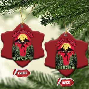 Mothman Christmas Ornament Believes In You Cryptid Cryptozoology TS02 Snow Flake Red Print Your Wear