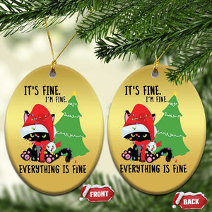 Black Cat Christmas Christmas Ornament It's Fine I'm Fine Everything Is Fine TS02 Oval Gold Print Your Wear