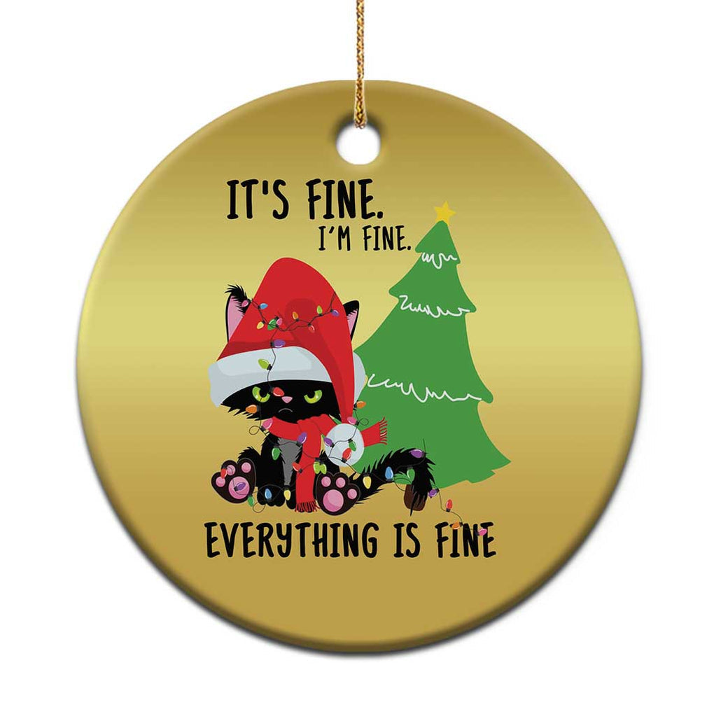 Black Cat Christmas Christmas Ornament It's Fine I'm Fine Everything Is Fine TS02 Print Your Wear