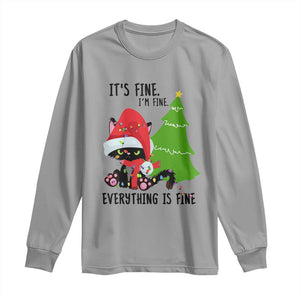 Black Cat Christmas Long Sleeve Shirt It's Fine I'm Fine Everything Is Fine TS02 Sport Gray Print Your Wear