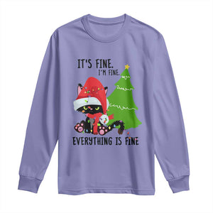 Black Cat Christmas Long Sleeve Shirt It's Fine I'm Fine Everything Is Fine TS02 Violet Print Your Wear