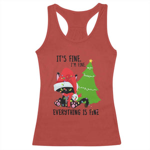 Black Cat Christmas Racerback Tank Top It's Fine I'm Fine Everything Is Fine TS02 Red Print Your Wear