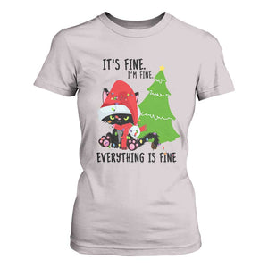 Black Cat Christmas T Shirt For Women It's Fine I'm Fine Everything Is Fine TS02 Ice Gray Print Your Wear