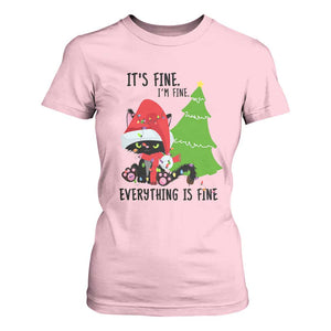 Black Cat Christmas T Shirt For Women It's Fine I'm Fine Everything Is Fine TS02 Light Pink Print Your Wear