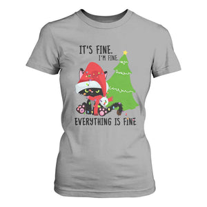 Black Cat Christmas T Shirt For Women It's Fine I'm Fine Everything Is Fine TS02 Sport Gray Print Your Wear