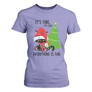 Black Cat Christmas T Shirt For Women It's Fine I'm Fine Everything Is Fine TS02 Violet Print Your Wear