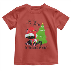 Black Cat Christmas Toddler T Shirt It's Fine I'm Fine Everything Is Fine TS02 Red Print Your Wear