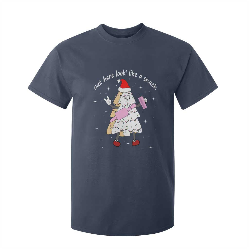 Boujee Christmas Tree Cake T Shirt For Kid Out Here Lookin' Like A Snack TS02 Navy Print Your Wear