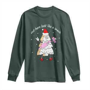 Boujee Christmas Tree Cake Long Sleeve Shirt Out Here Lookin' Like A Snack TS02 Dark Forest Green Print Your Wear