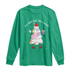 Boujee Christmas Tree Cake Long Sleeve Shirt Out Here Lookin' Like A Snack TS02 Irish Green Print Your Wear