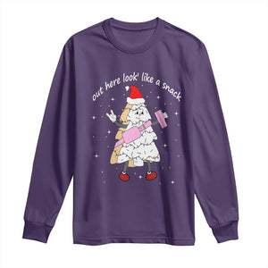 Boujee Christmas Tree Cake Long Sleeve Shirt Out Here Lookin' Like A Snack TS02 Purple Print Your Wear